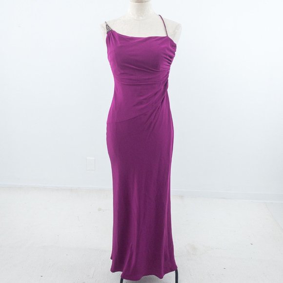 Vintage Y2K XS One Shoulder Maxi Dress Purple ASIS - Picture 9 of 13